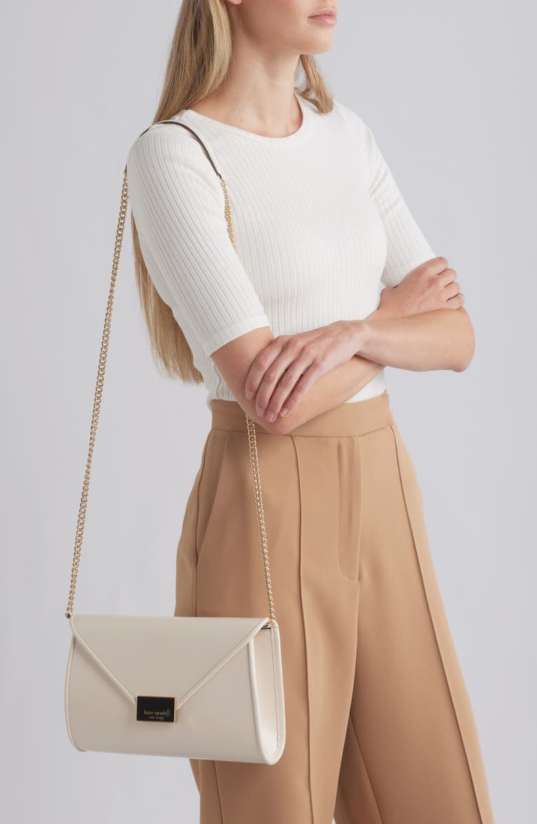 Kate Spade New York anna medium envelope leather convertible clutch, Alternate, color, Parchment