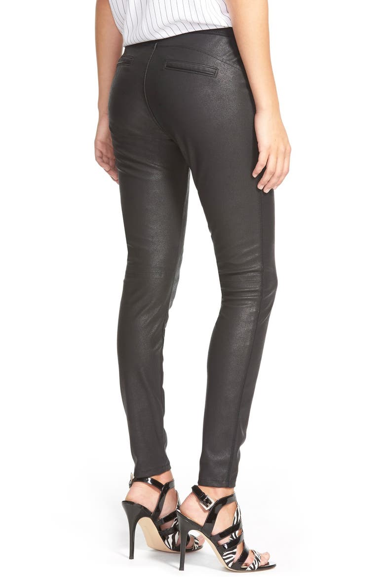 'Happy Hour' Faux Leather Leggings, Alternate, color, BLACK