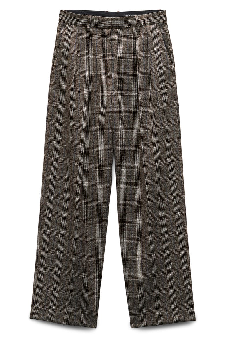 Francine Plaid Virgin Wool Pants, Alternate, color, BROWNPLAID