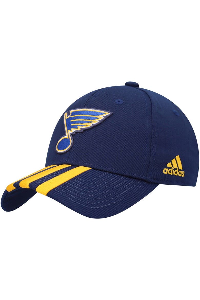 Men's adidas Navy St. Louis Blues Locker Room Primegreen Three Stripe Adjustable Hat, Main, color, NAVY