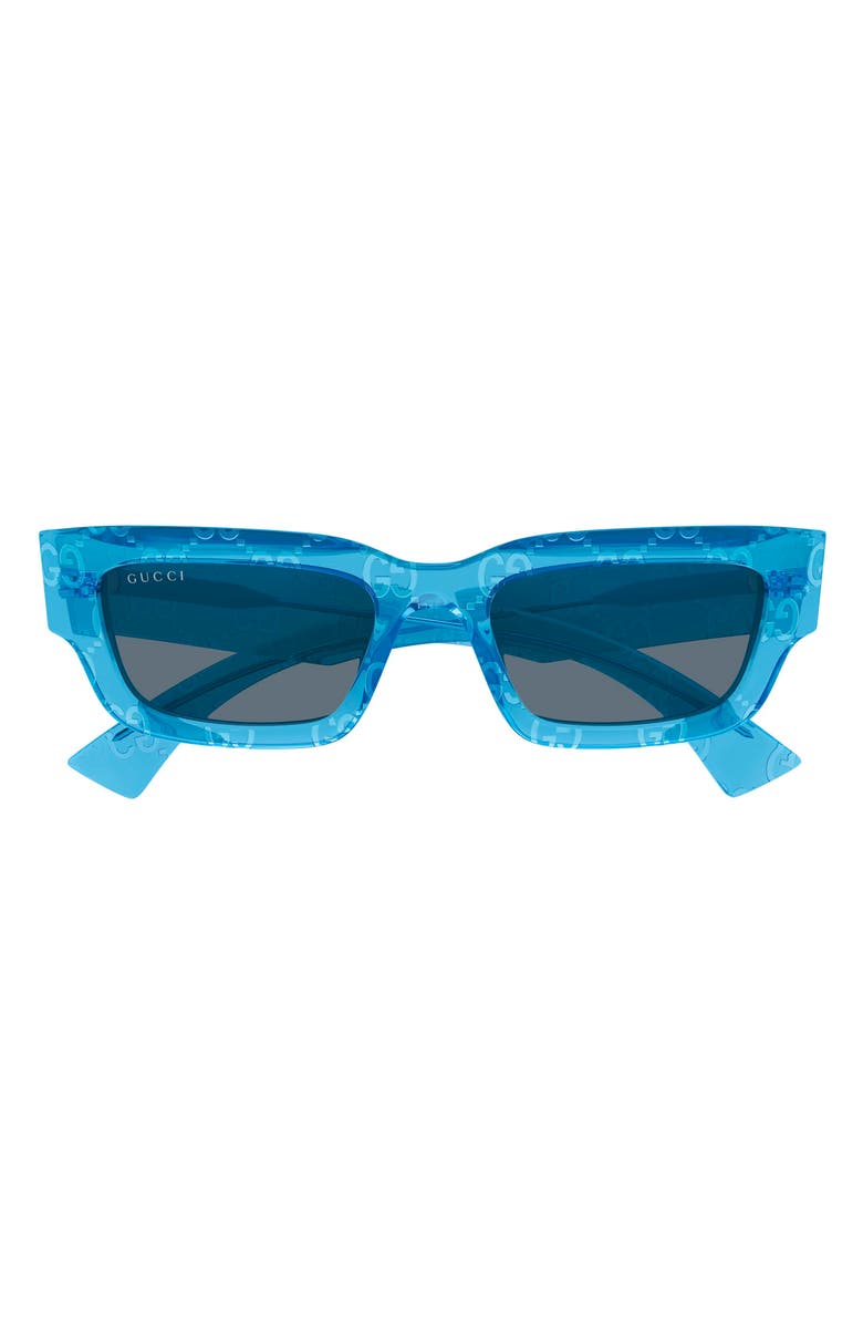 Gucci 52mm Rectangular Sunglasses, Main, color, Blue