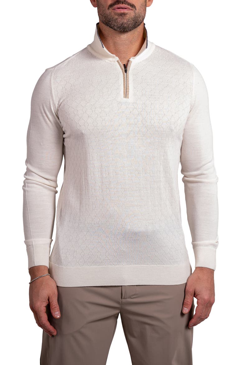 Knitted Passion Merino Wool Quarter Zip Sweater, Main, color, WHITE