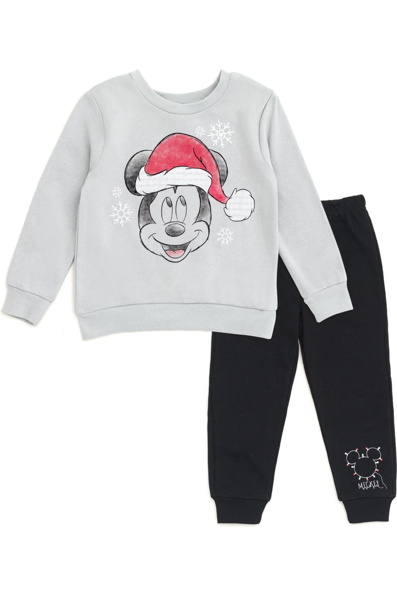 Mickey Mouse Holiday 2-Piece Fleece Sweatshirt and Pants Set, Main, color, Mickey Mouse Grey