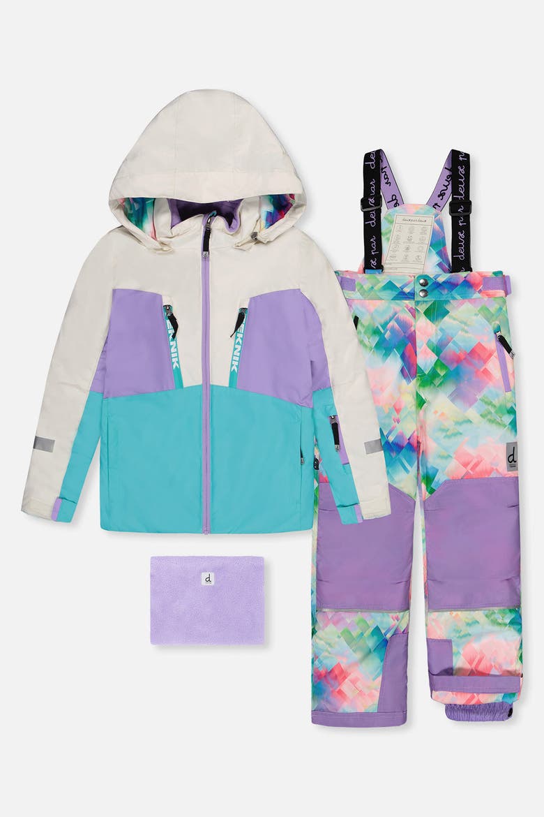 Teknik Diamond Pattern Jacket & Reinforced Pants Two Piece Snowsuit, Main, color, Multicolored with a Diamond