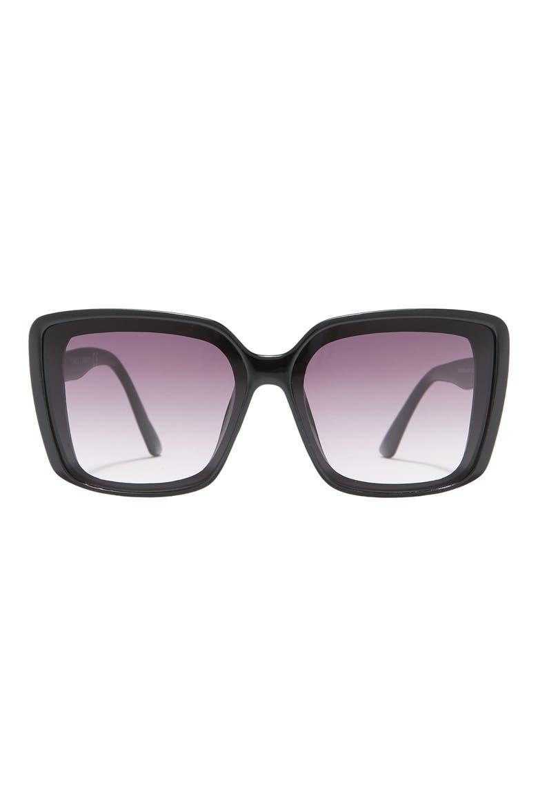 Double Frame 65mm Square Sunglasses, Main, color, BLACK