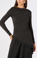 ASTR the Label Fiona Lace-Trimmed Asymmetrical Hem Top