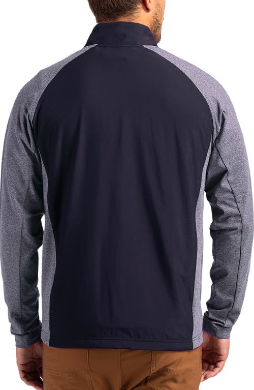 Cutter & Buck Adapt Hybrid Full Zip Jacket In Navy Blue Heather/navy Blue