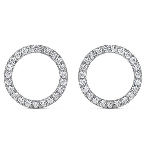 1/4Ct Circle Diamond Earrings in White, Yellow, or Gold Lab Grown