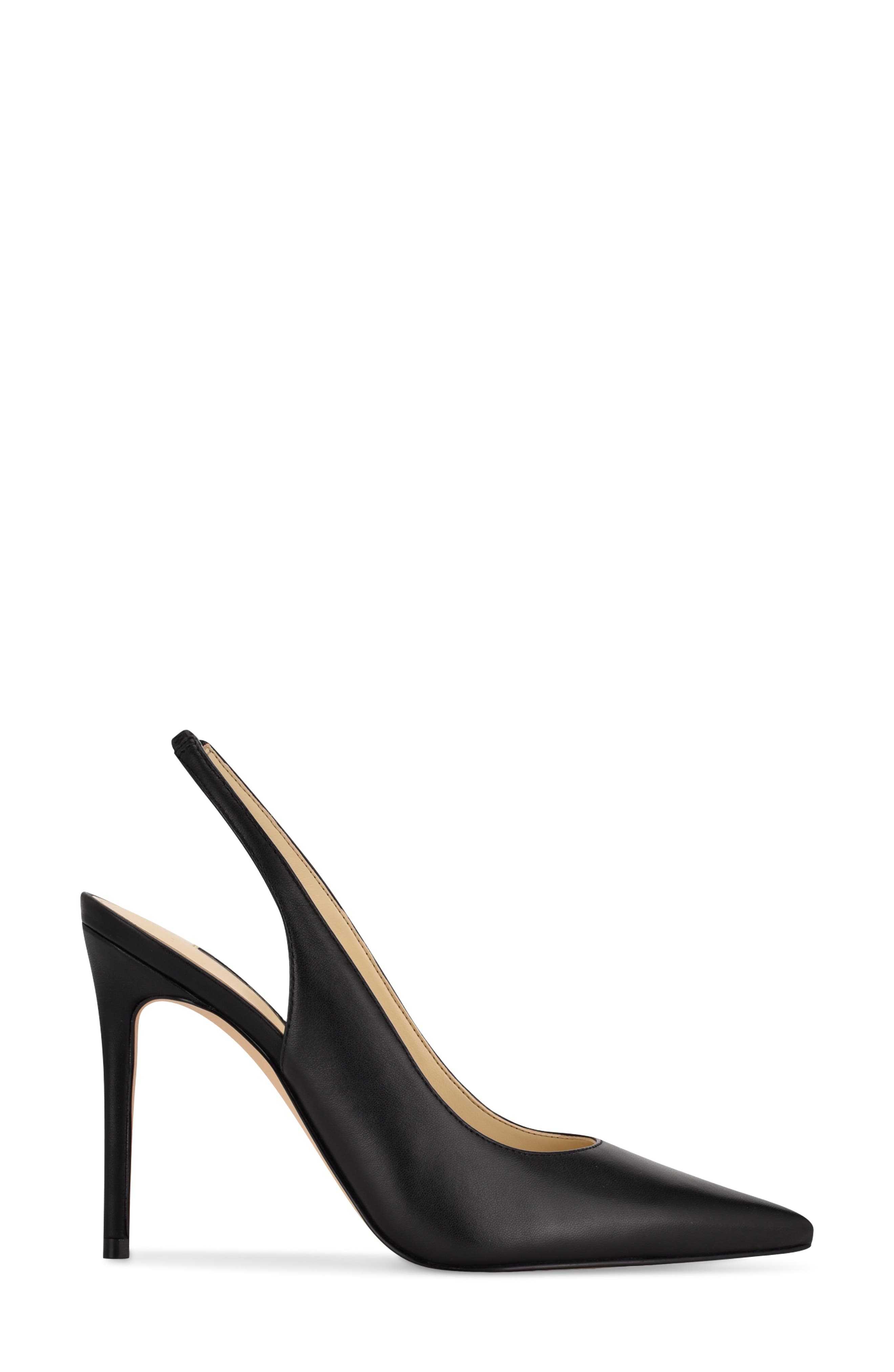 Nine West Feather Slingback Pump, Alternate, color, Black Leather