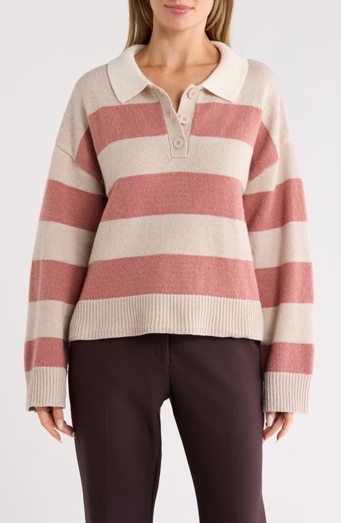 Stripe Rugby Polo Sweater