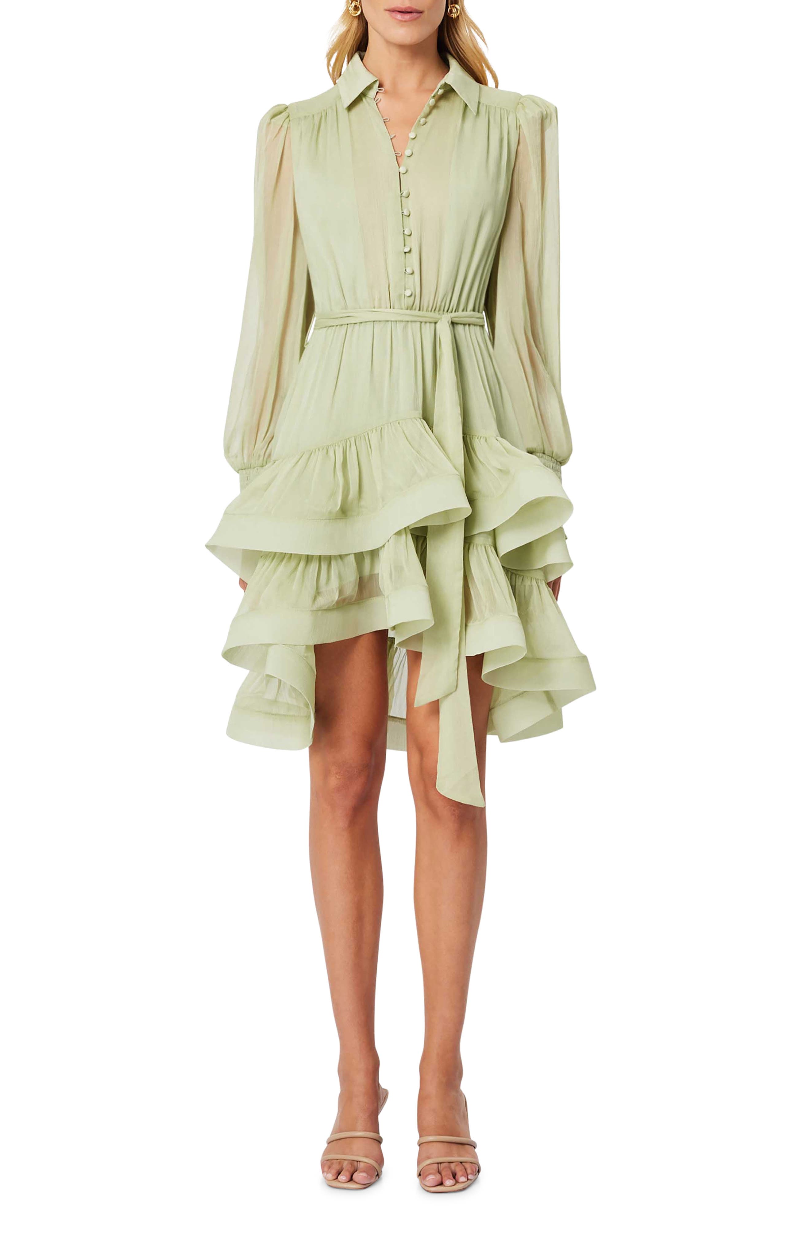 Poppy Long Sleeve Tiered Ruffle Shirtdress