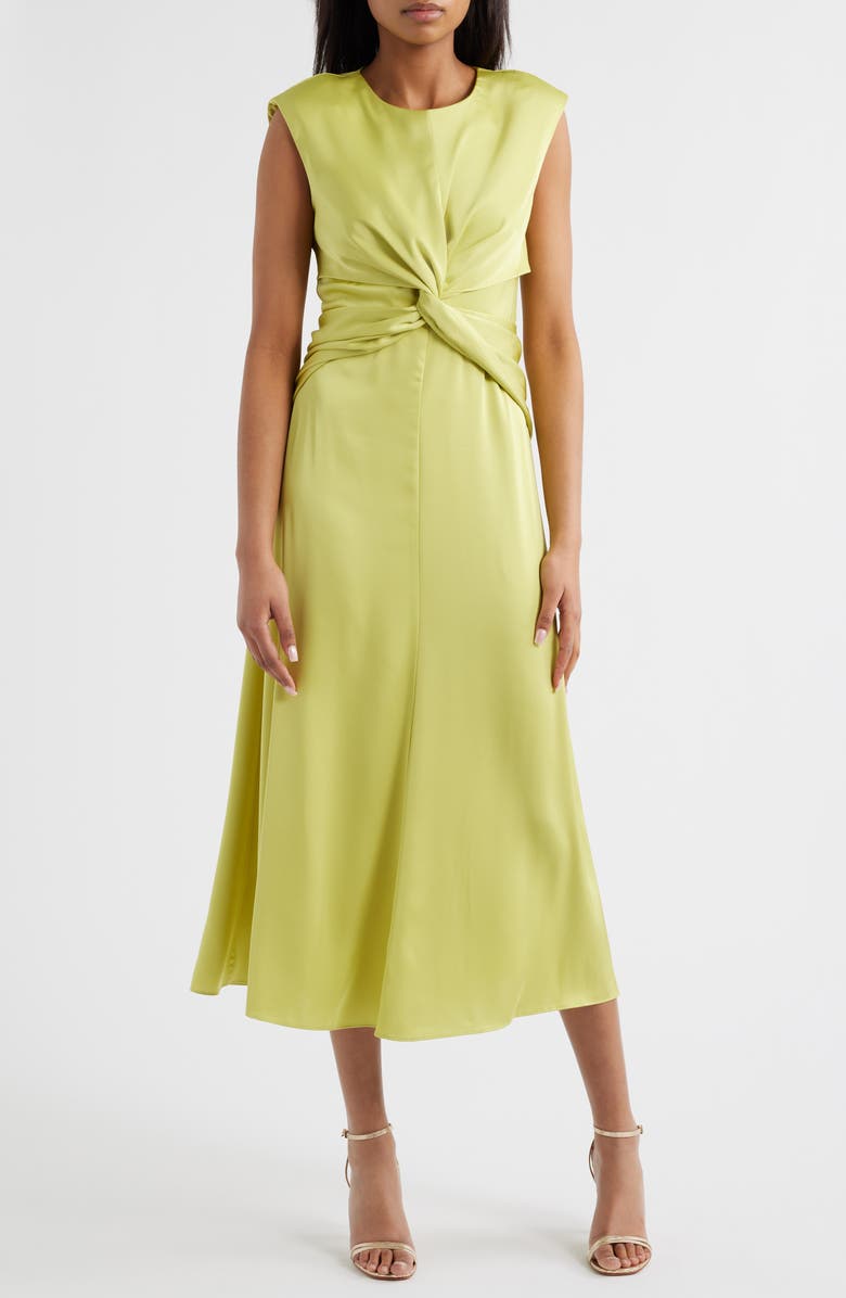 Vince Camuto Twist Front Satin Maxi Dress, Main, color, 