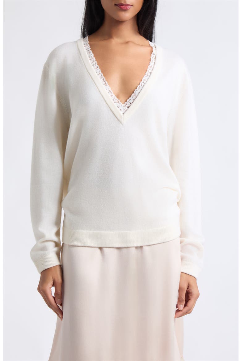 Primrose V-Neck Merino Wool Sweater, Main, color, CLOUD
