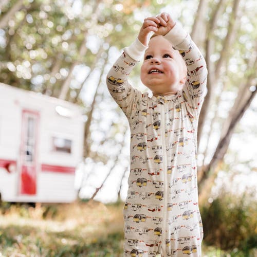 Milkbarn Organic Cotton Zipper Pajama In Green
