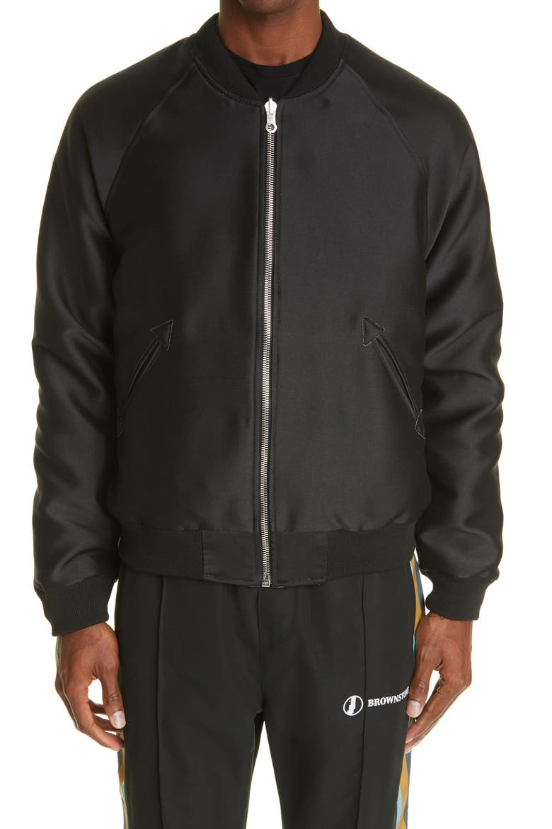 Reversible Sukajan Bomber Jacket, Alternate, color, CAVIAR/CLOUD BLUE