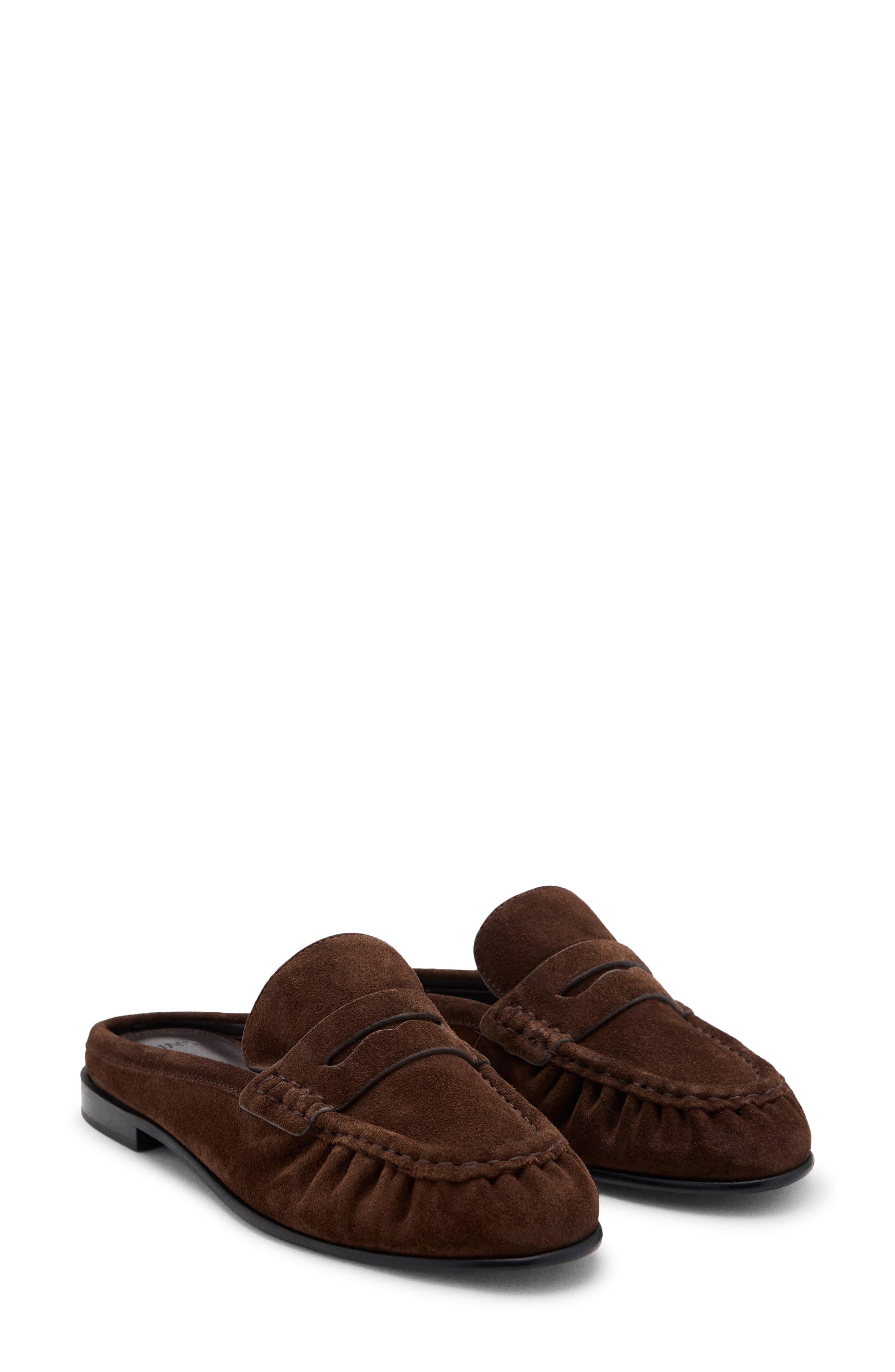 Backless Leather Loafer, Main, color, CHOCOLATE
