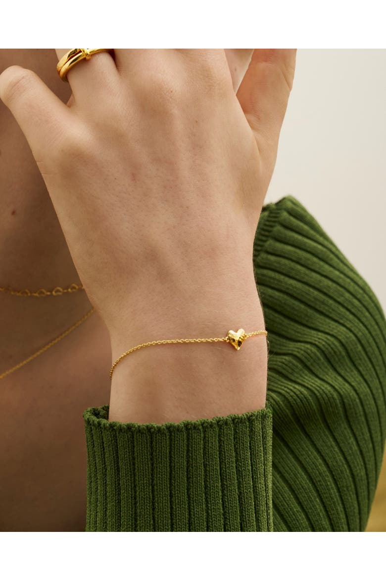 Hammered Heart Bracelet, Alternate, color, Gold