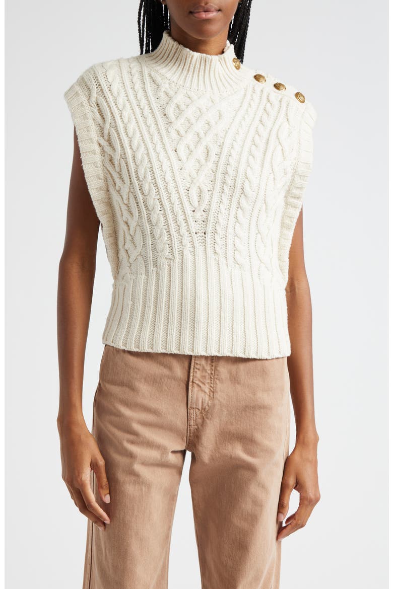 Holton Wool Button Shoulder Cap Sleeve Sweater, Main, color, IVORY