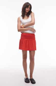 Topshop Smocked High Waist Miniskirt