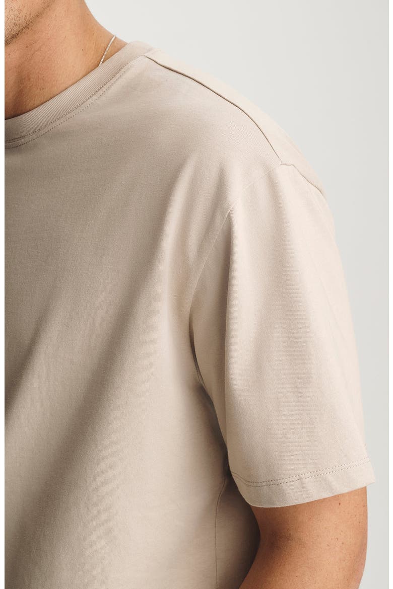 Light Tan Cotton Crewneck T-Shirt, Alternate, color, FEATHER GRAY