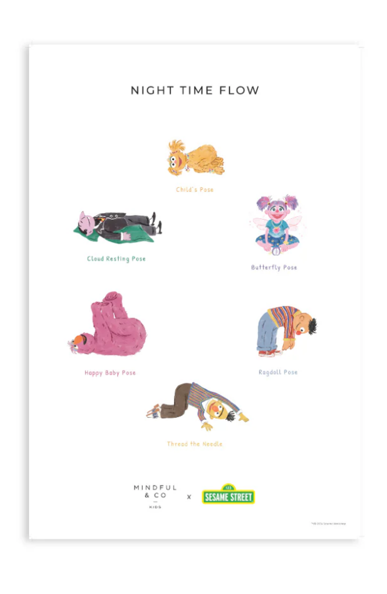 Mindful & Co Kids Double-Sided Sesame Street Yoga Poses Print, Alternate, color, Sesame Street Print