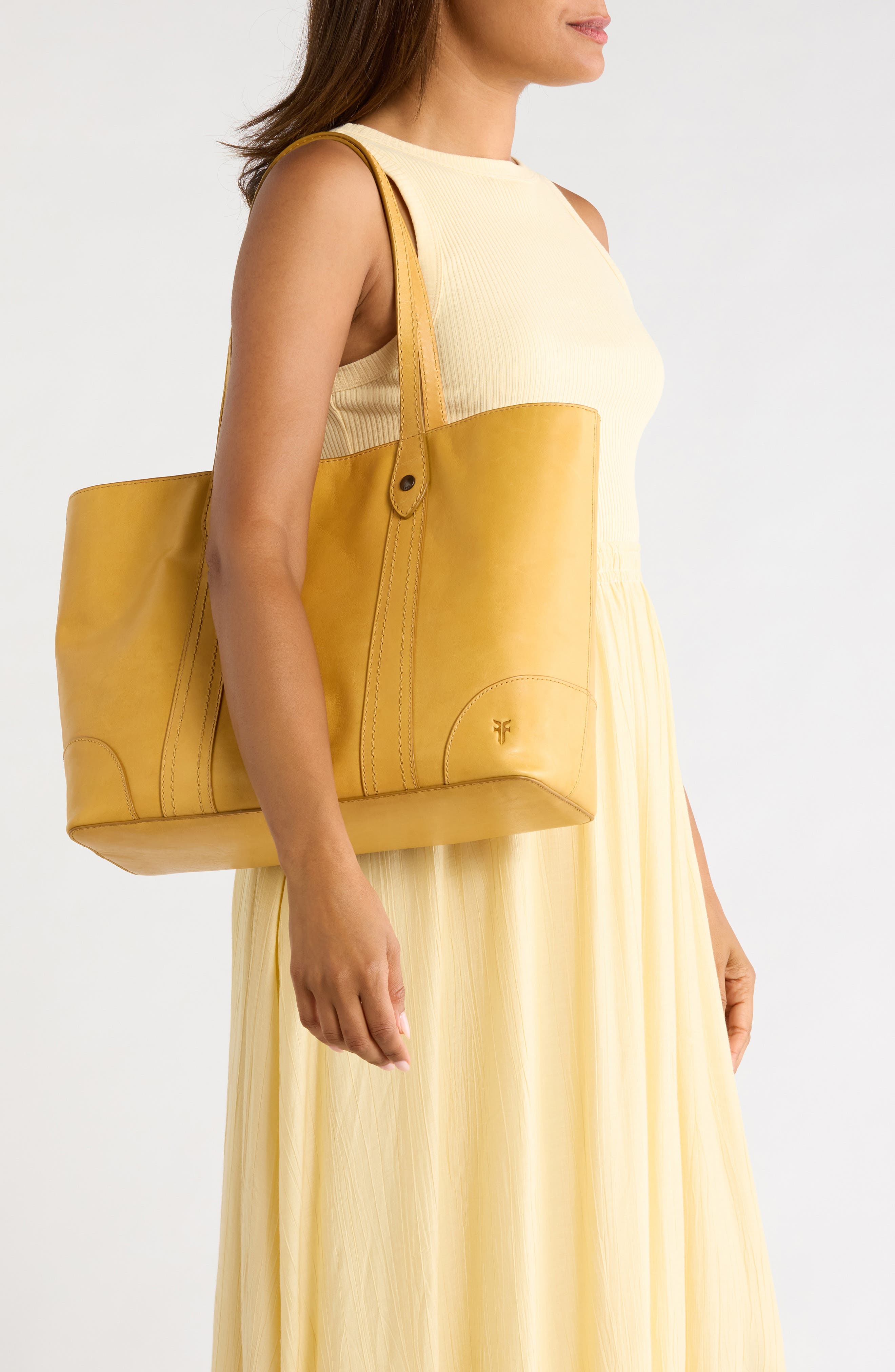 Melissa Leather Shopper Tote, Alternate, color, MUSTARD