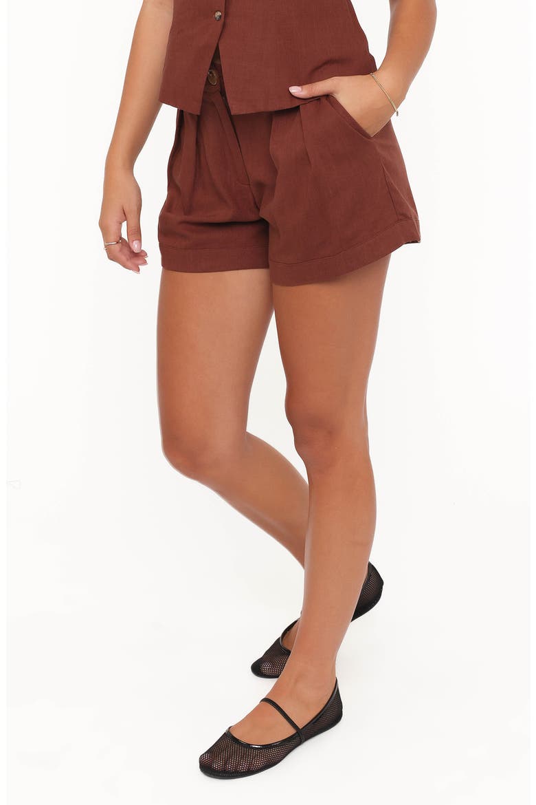 Elinor Pleated Shorts, Alternate, color, BROWN