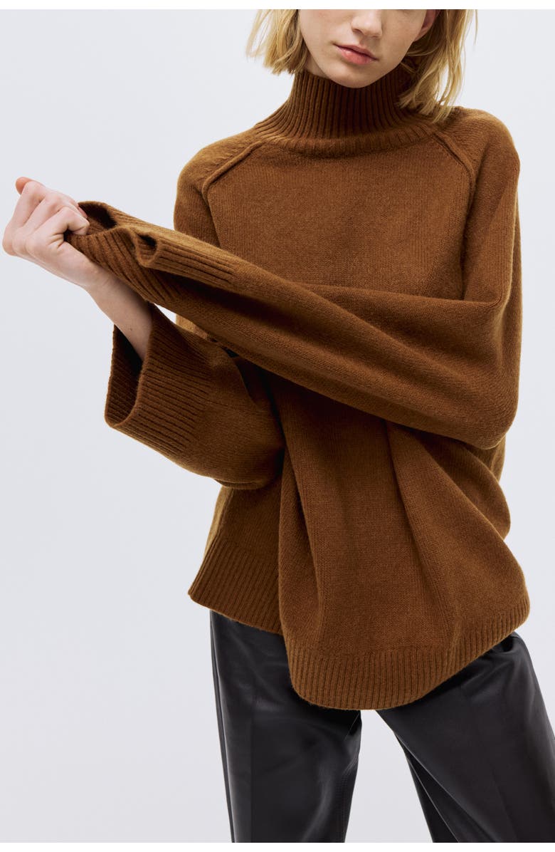 H&M Oversized Turtleneck Jumper, Alternate, color, Brown