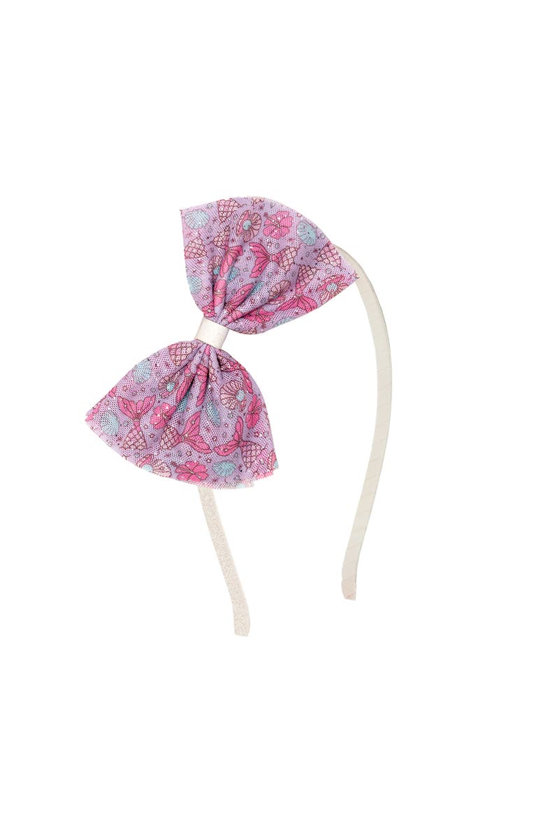 Mermaid Splash Tulle Bow Headband, Main, color, Lavender