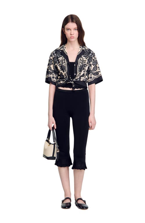 Sandro Ruffled Top In Black