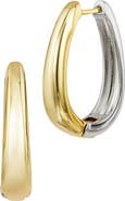 SAVVY CIE JEWELS Two-Tone Reversible Oval Hoop Earrings