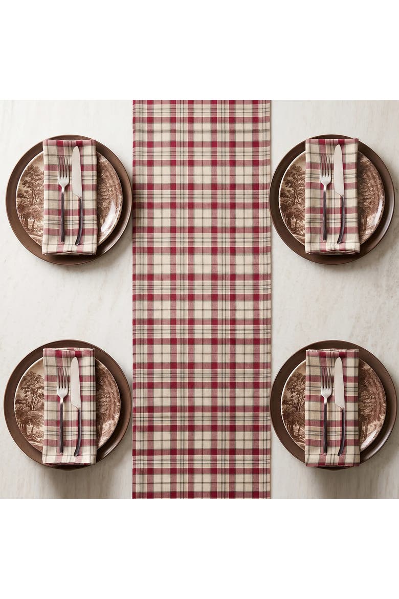 Linen Dinner Napkins Set of 4 - Almond Plaid, Alternate, color, Almond Plaid