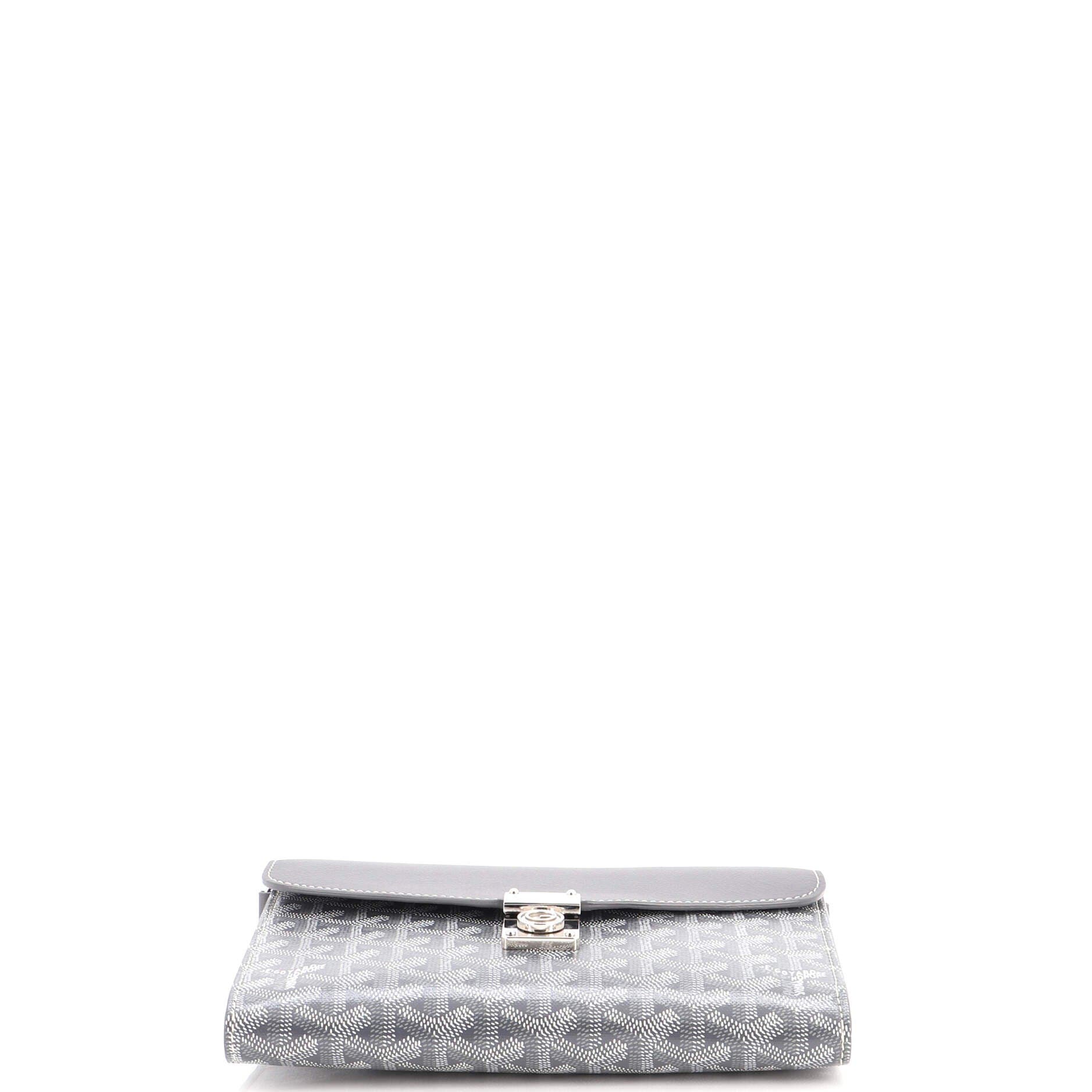 Chypre Wallet on Strap Coated Canvas with Leather, Alternate, color, Grey
