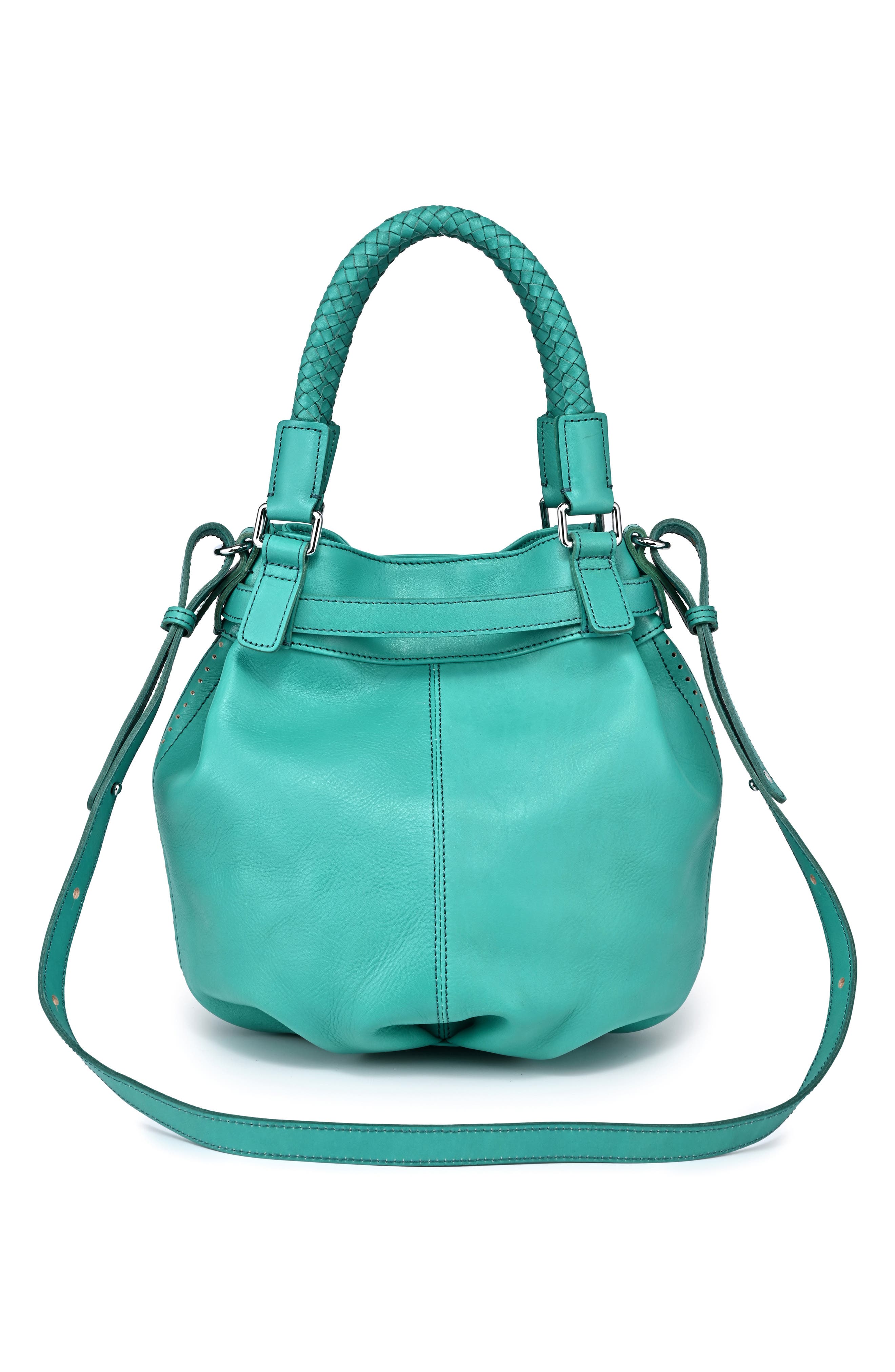 OLD TREND Leather Pumpkin Bucket Bag, Alternate, color, Aqua