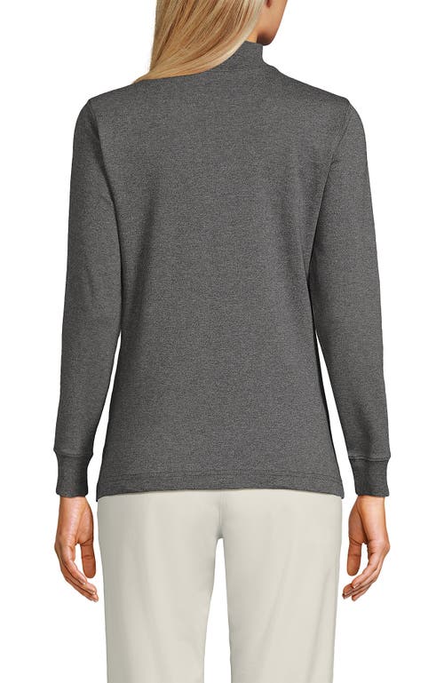 Lands' End Relaxed Cotton Long Sleeve Mock Turtleneck In Gray