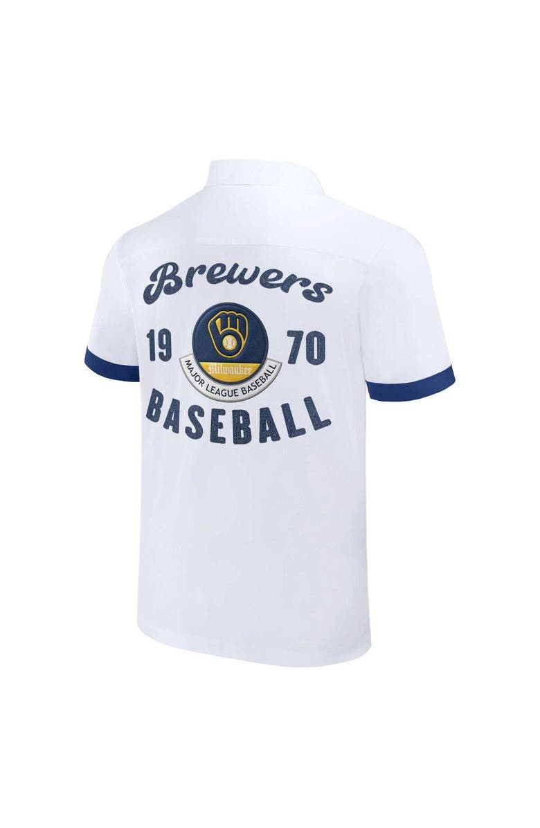 Darius Rucker Collection by Fanatics Men's Darius Rucker Collection by Fanatics White Milwaukee Brewers Bowling Button-Up Shirt, Alternate, color, White