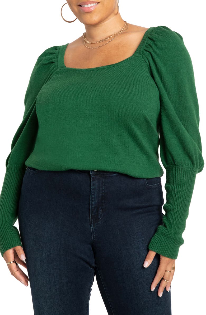 ELOQUII Folded Neck Sweater, Main, color,