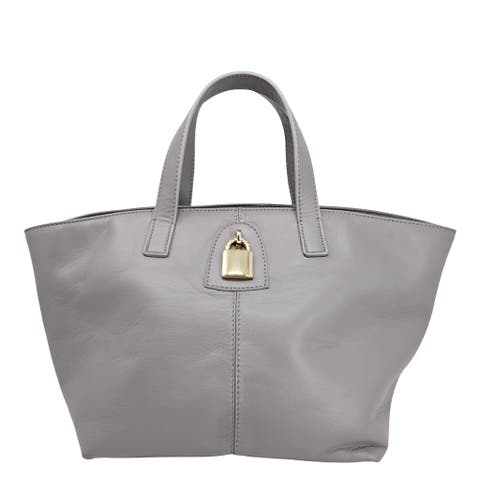 Leather Lock Tote Bag