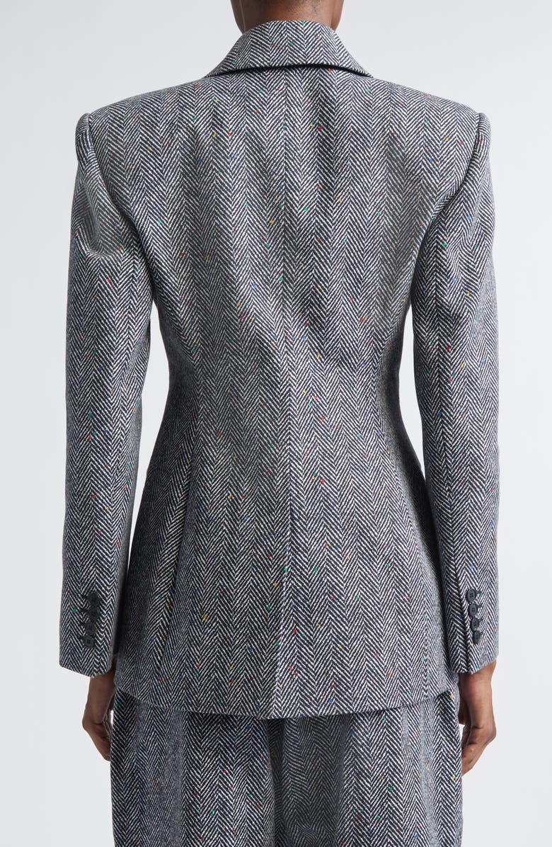 Givenchy Single Breasted Herringbone Blazer, Alternate, color, Black/ White