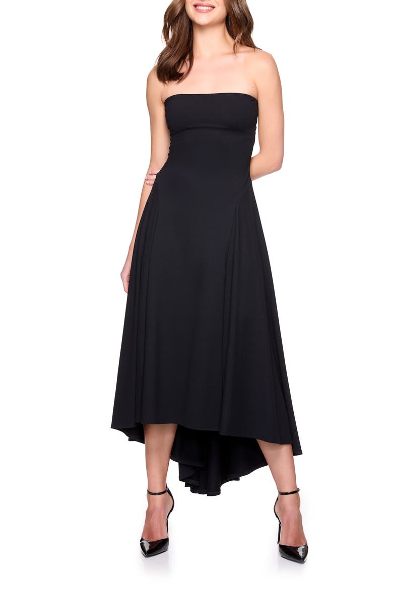 Strapless High/Low Dress, Main, color, BLACK