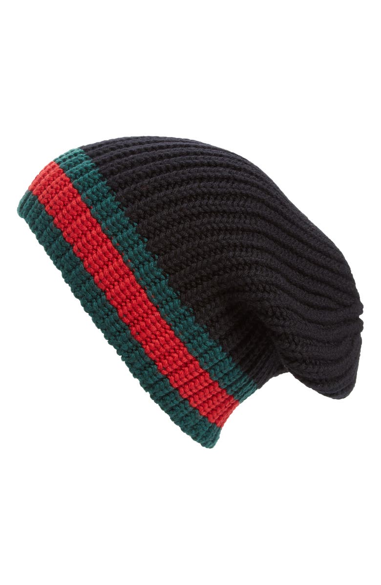 Gucci Stripe Wool Beanie, Alternate, color,