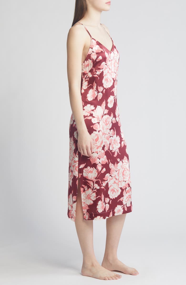 Liberty London Floral Silk Satin Long Chemise, Alternate, color, 