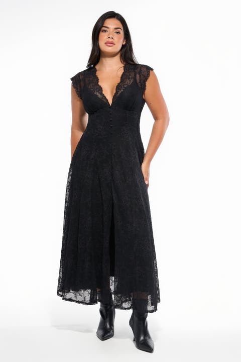 Shapewear Boho Floral Lace Front Slit Maxi Dress