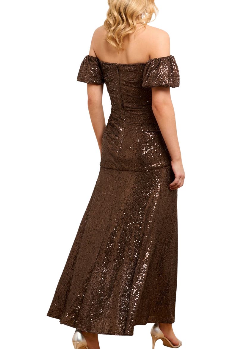 Sunbeam Valentina Off-Shoulder Gown, Alternate, color, Chocolate