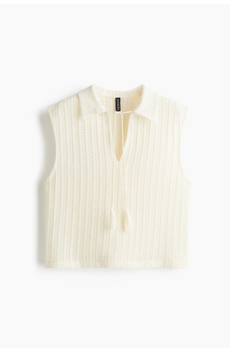H&M Pointelle-knit Top, Main, color, Cream