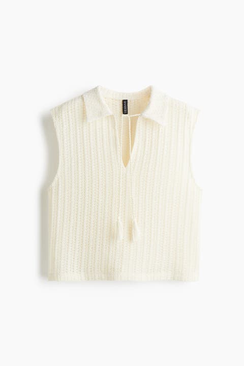 Pointelle-knit Top