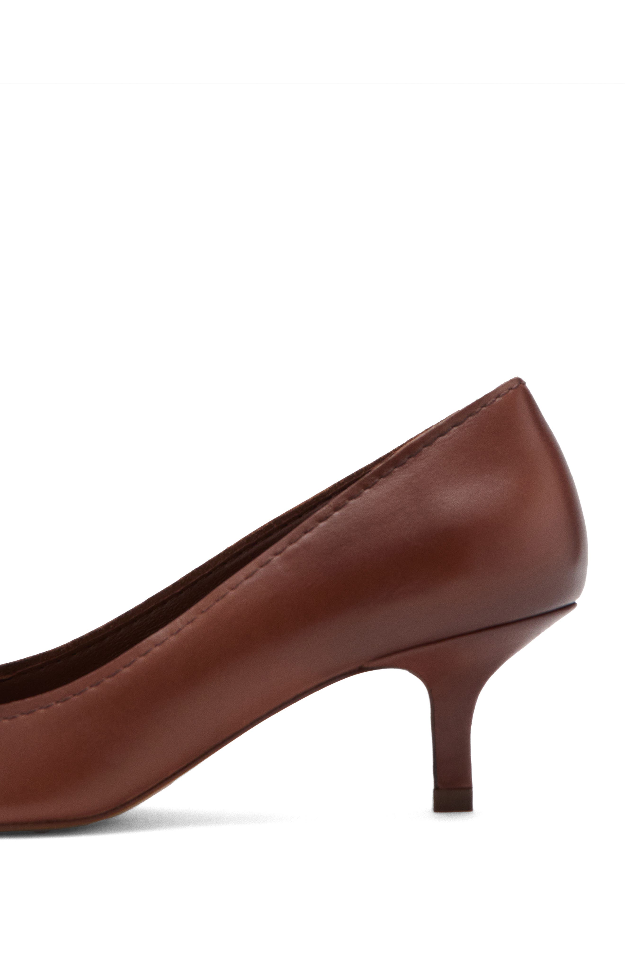 MANGO Pointed Toe Kitten Heel Pump, Alternate, color, Brown