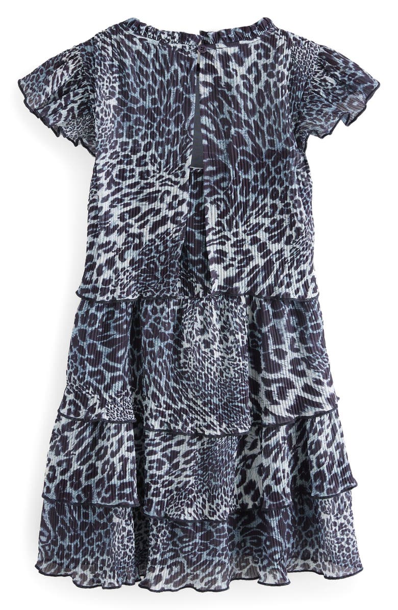 smALLSAINTS by ALLSAINTS Kids' Leopard Print Plissé Tiered Dress, Alternate, color, Black