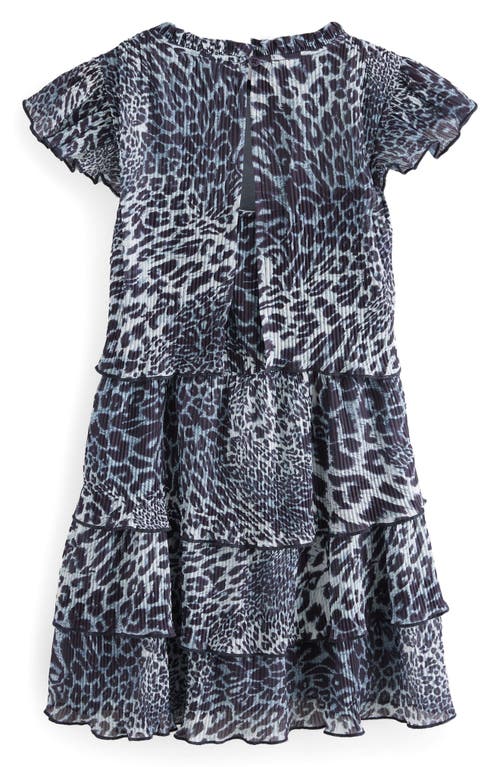 Smallsaints By Allsaints Kids' Leopard Print Plissé Tiered Dress In Black