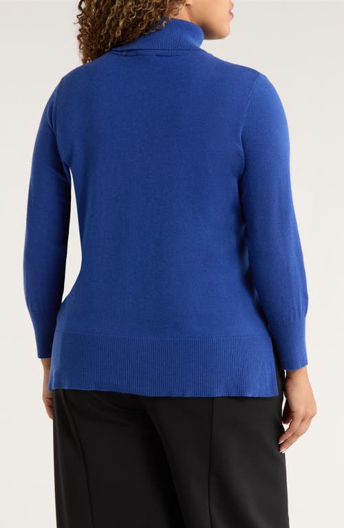 Jones New York Turtleneck Seam Front Bouclé Sweater In Blue
